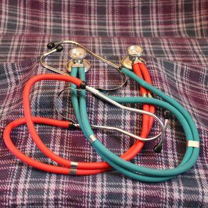Two Stethoscopes Red and Green